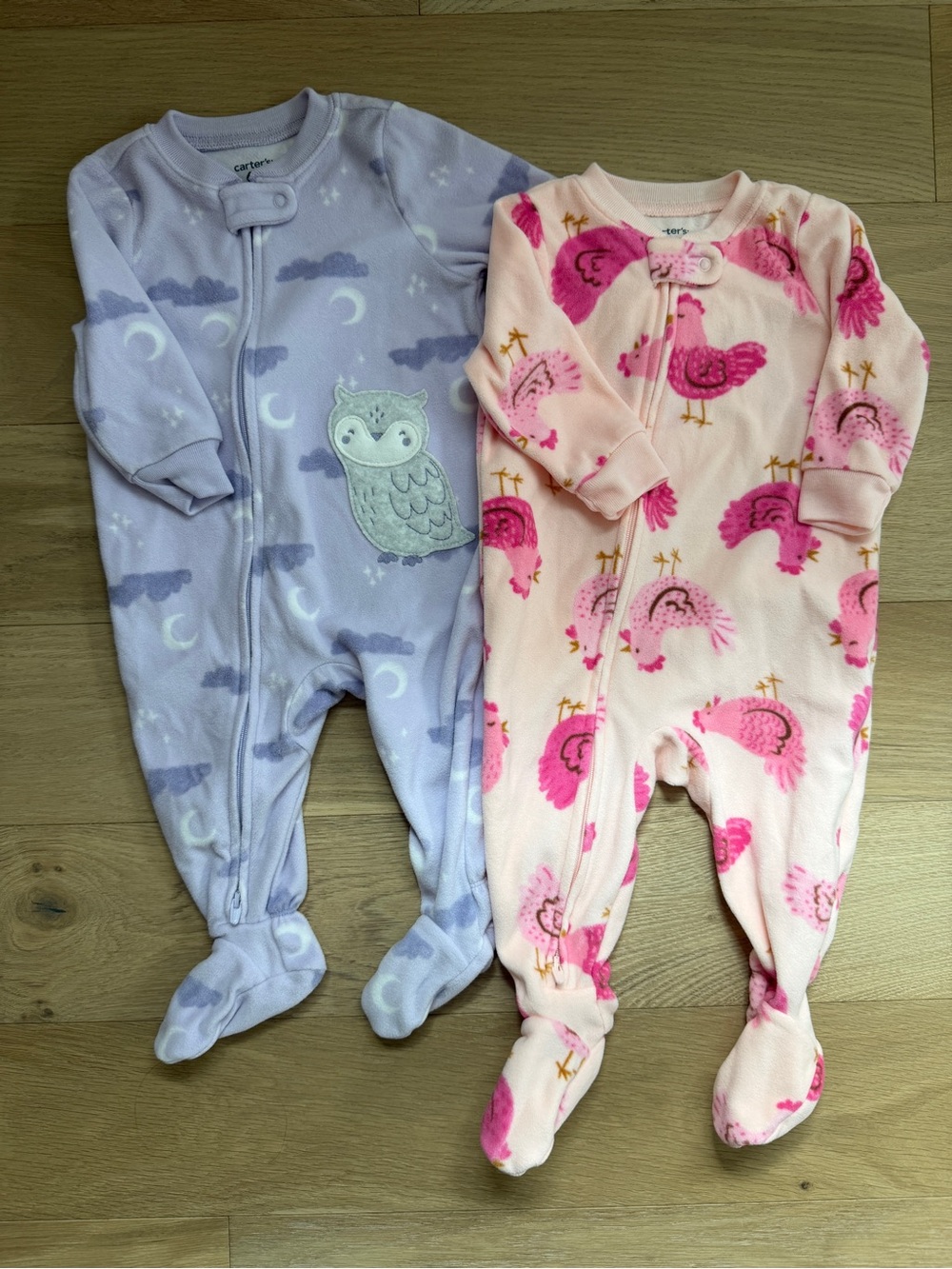 Carter's Footed Fleece One-Piece Pajamas - Owl and Chickens